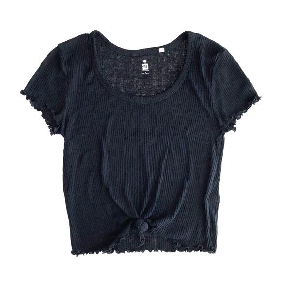 NEW PacSun Me to We ‘Fairydust’ Lettuce Trim Tie Waist Baby Tee Size Large - Picture 2 of 10